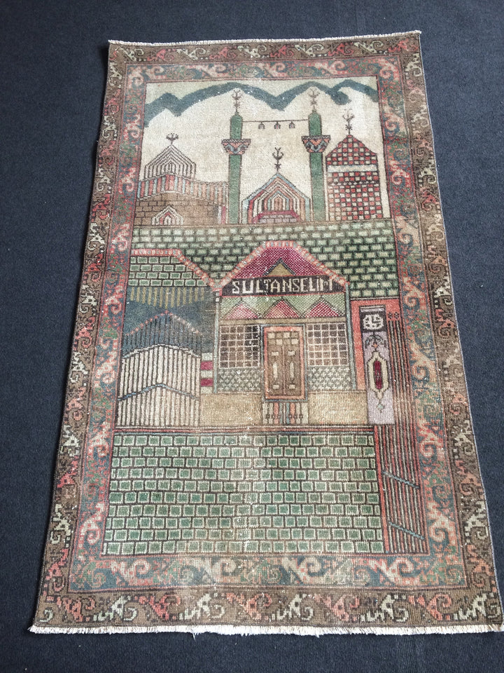 Turkish Oushak Rug 2'7" x 9'10" Hand-Knotted close-up