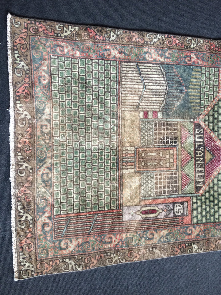 Turkish Oushak Rug 2'7" x 9'10" Hand-Knotted pattern
