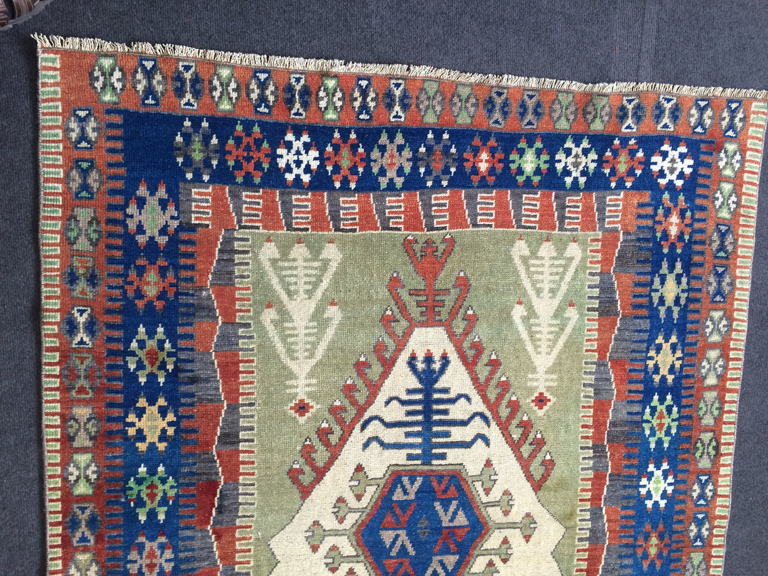 Turkish Oushak Rug 4' 2" x 6' 5" Hand-Knotted border