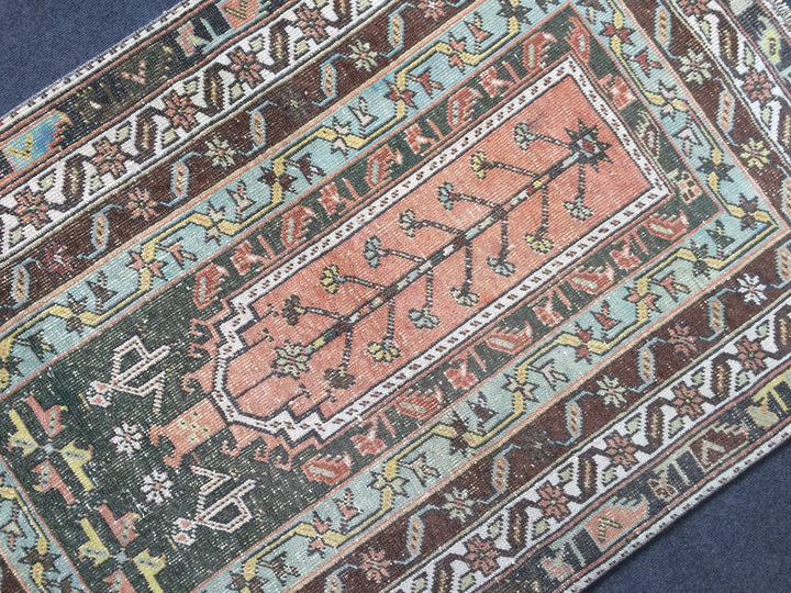 Turkish Oushak Rug 2'7" x 8'1" Hand-Knotted reverse