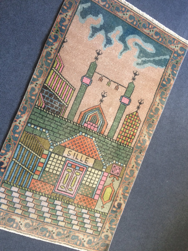 Turkish Oushak Rug 3'7" x 5'3" Hand-Knotted border