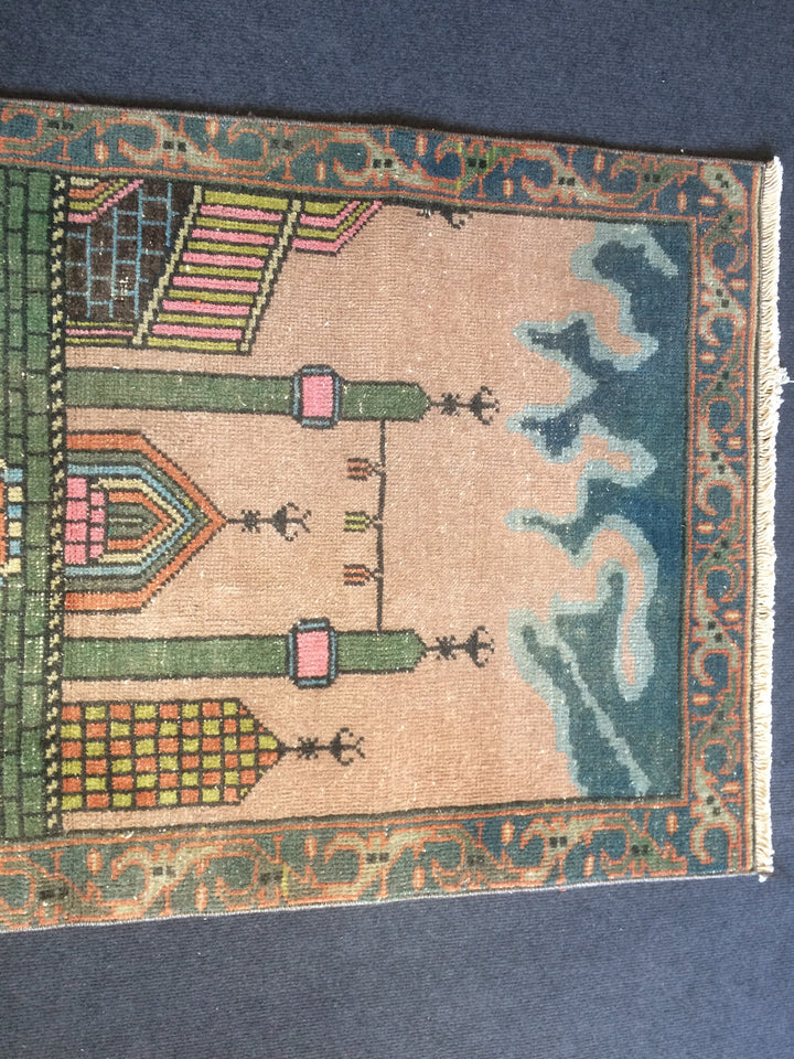 Turkish Oushak Rug 3'7" x 5'3" Hand-Knotted pattern