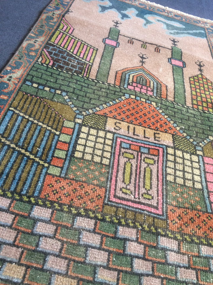 Turkish Oushak Rug 3'7" x 5'3" Hand-Knotted texture