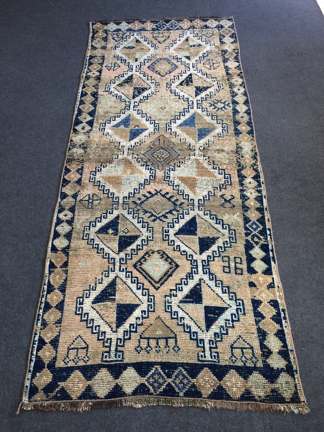 Blue Turkish Oushak Rug 2'7" x 8'2" Hand-Knotted | No. WR21345