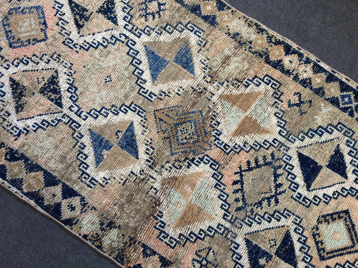 Blue Turkish Oushak Rug 2'7" x 8'2" Hand-Knotted | No. WR21345
