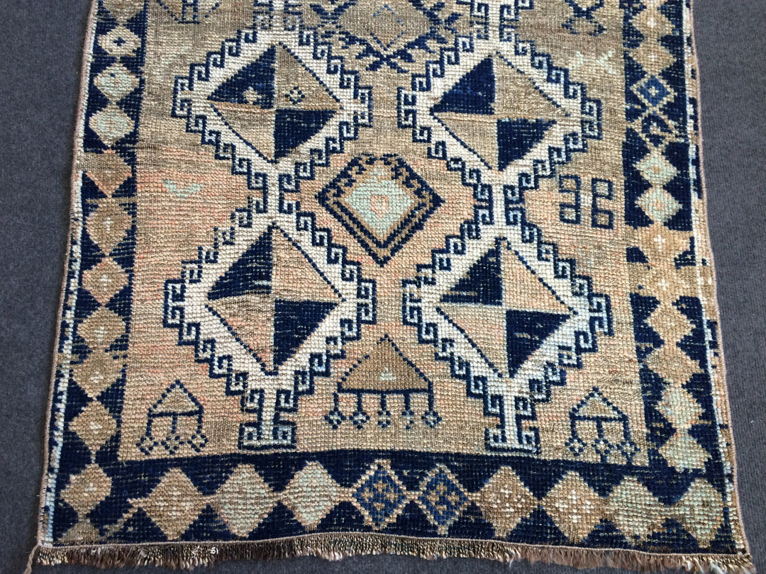 Blue Turkish Oushak Rug 2'7" x 8'2" Hand-Knotted | No. WR21345