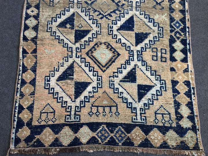 Blue Turkish Oushak Rug 2'7" x 8'2" Hand-Knotted | No. WR21345