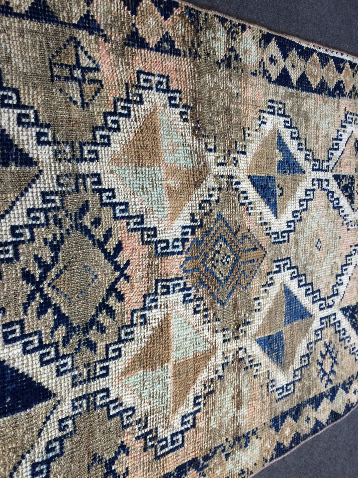 Blue Turkish Oushak Rug 2'7" x 8'2" Hand-Knotted | No. WR21345