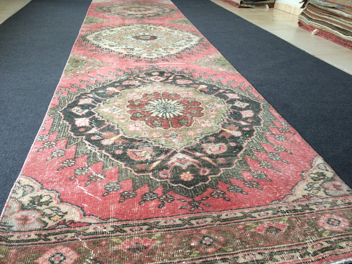 Turkish Runner Rug 3' x 12' Hand-Knotted