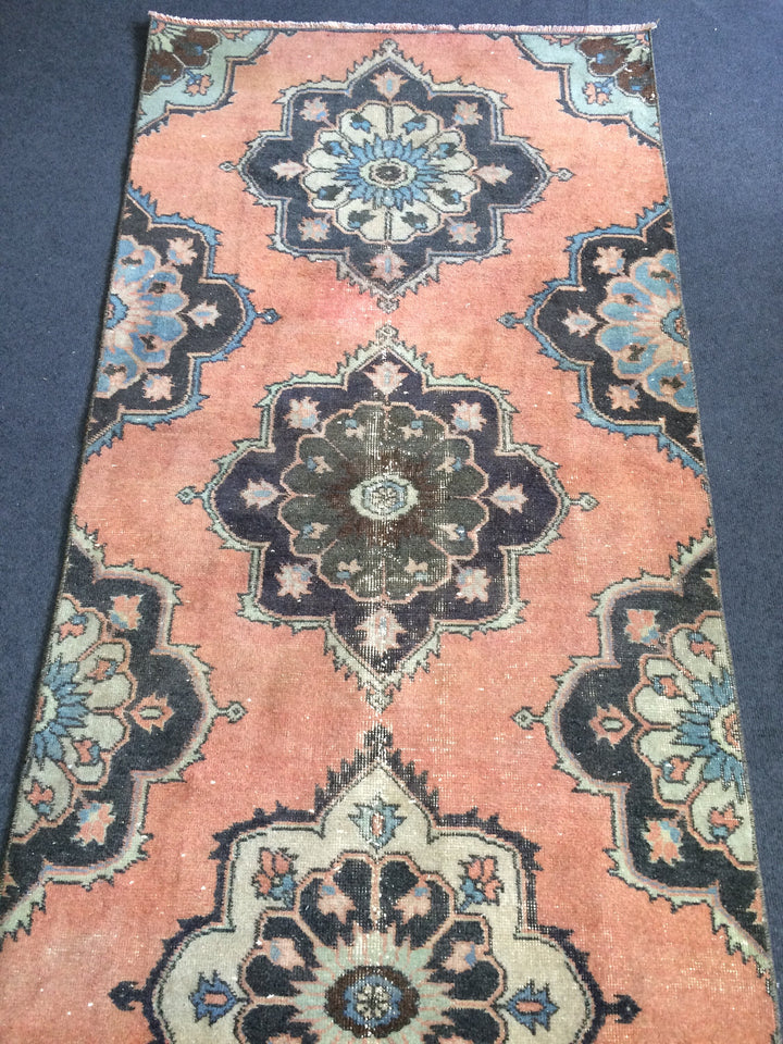 Turkish Runner Rug 3' 2" x 11' 5" Hand-Knotted close-up
