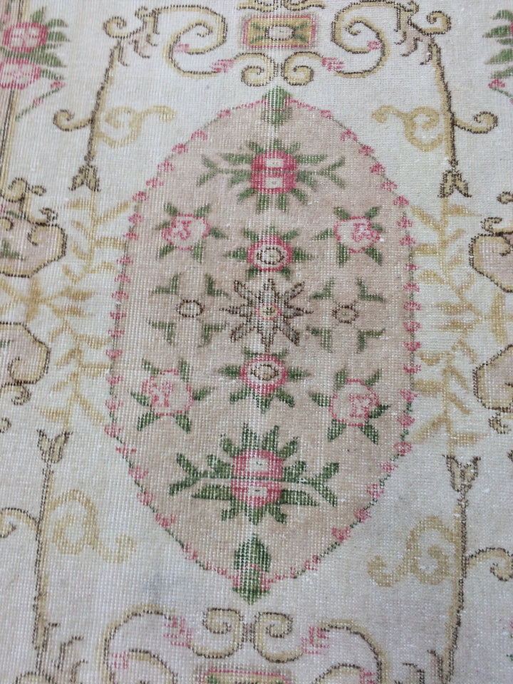 Pink Turkish Oushak Runner Rug 2'7" x 9'8" Hand-Knotted reverse