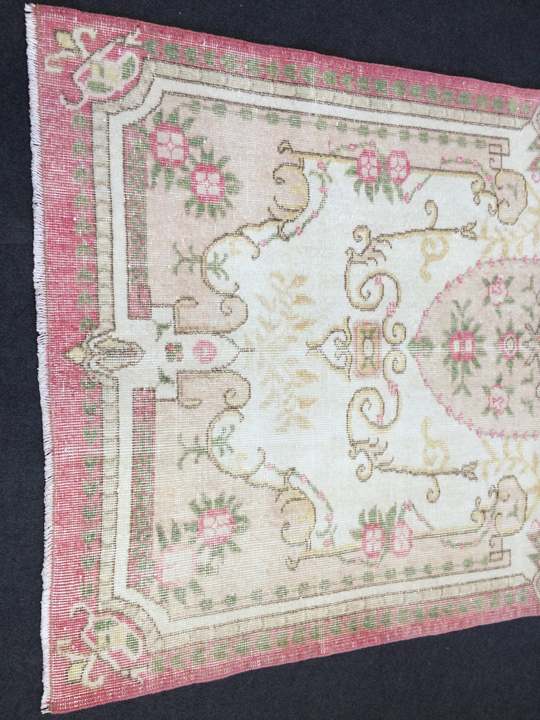 Pink Turkish Oushak Runner Rug 2'7" x 9'8" Hand-Knotted view