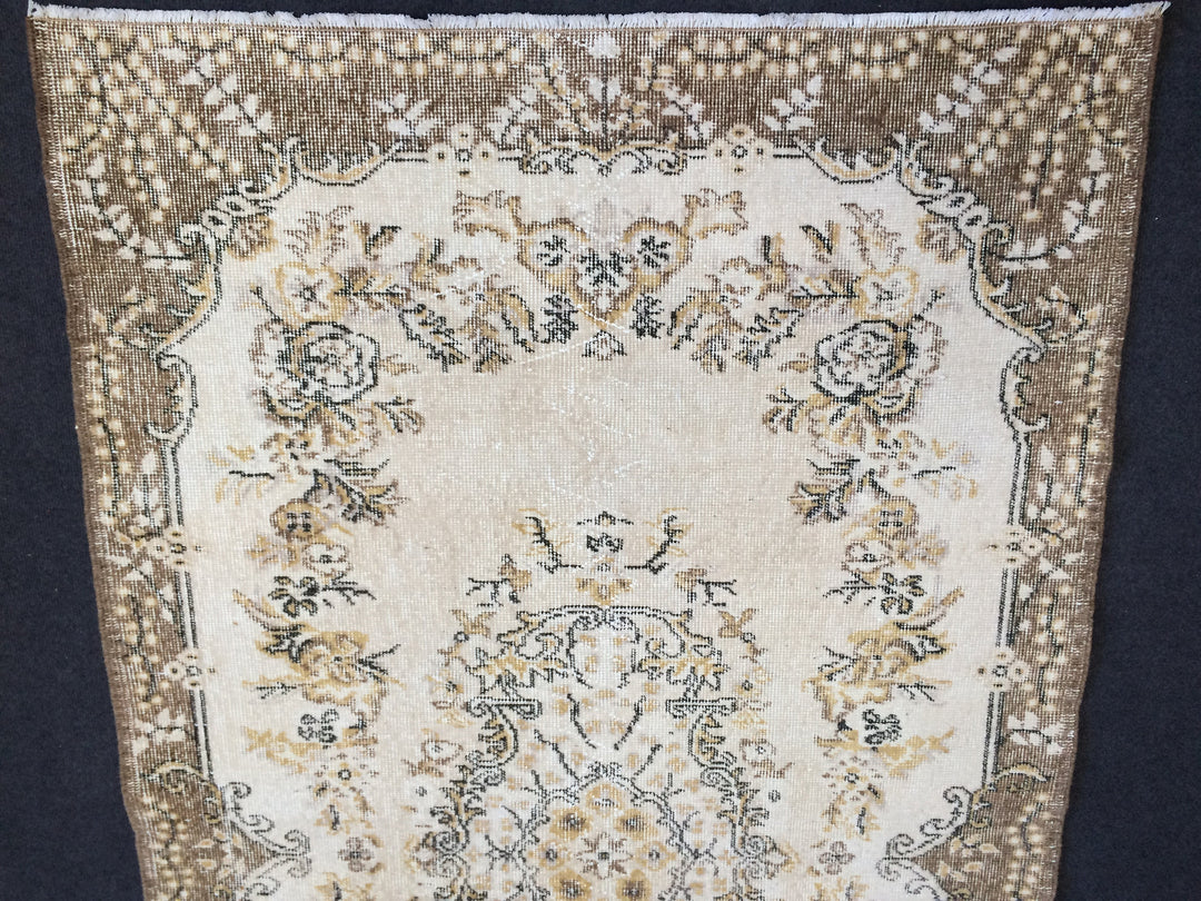Rust Turkish Runner Rug 4' x 6' 11" Hand-Knotted close-up