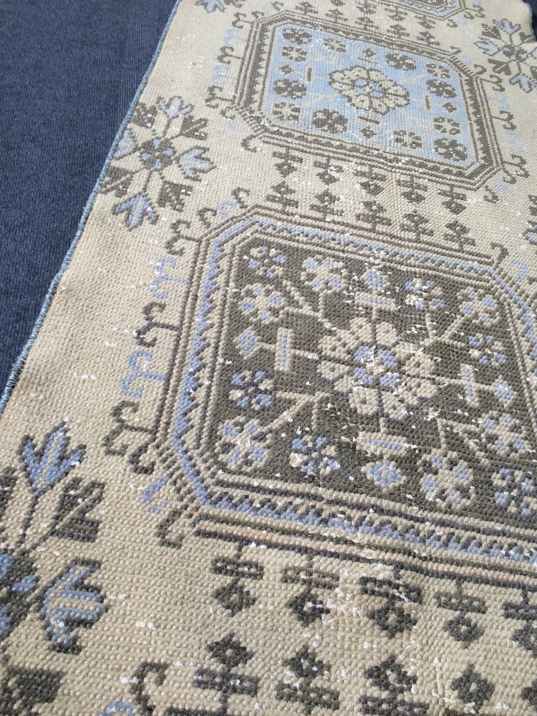 Beige Turkish Runner Rug 2' 8" x 12' Hand-Knotted field