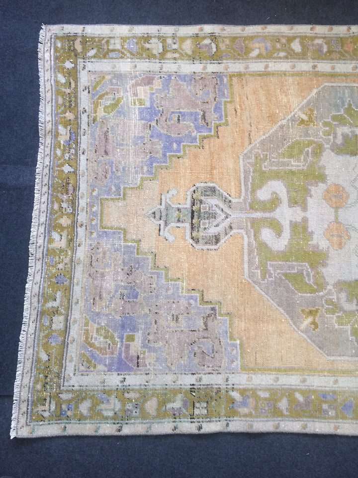 Turkish Oushak Rug 2'6" x 10'0" Hand-Knotted pattern
