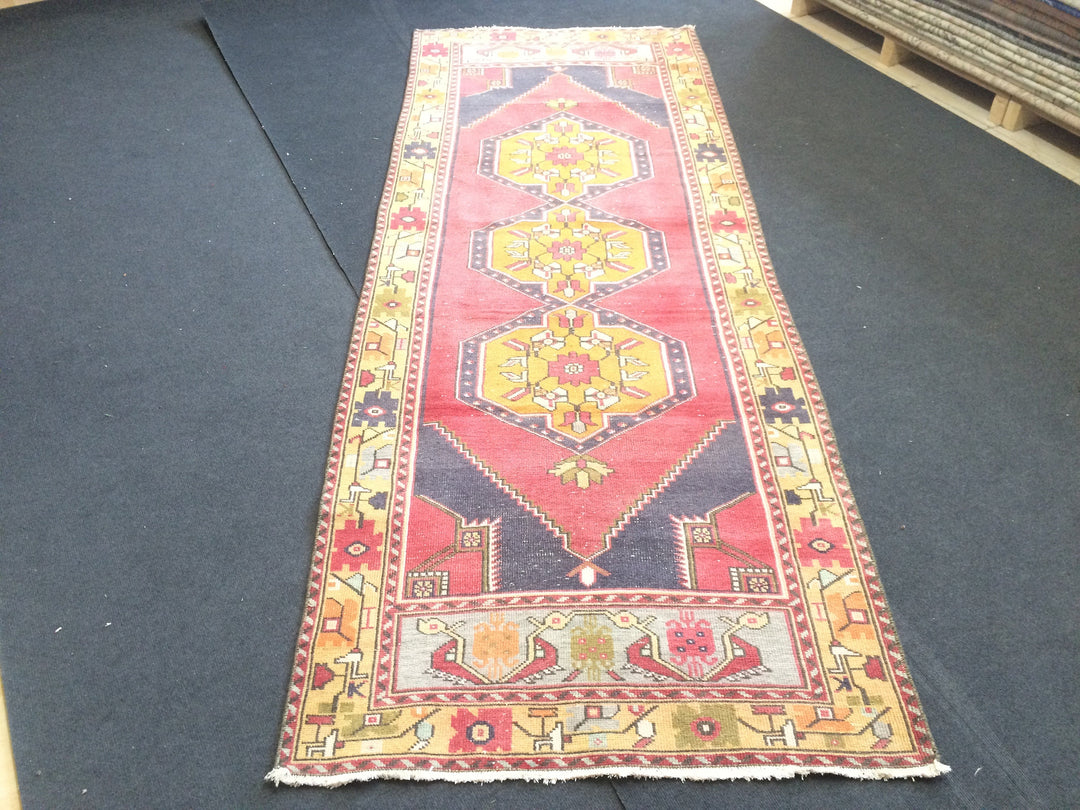 Beige Turkish Runner Rug 3' x 9' 4" Hand-Knotted