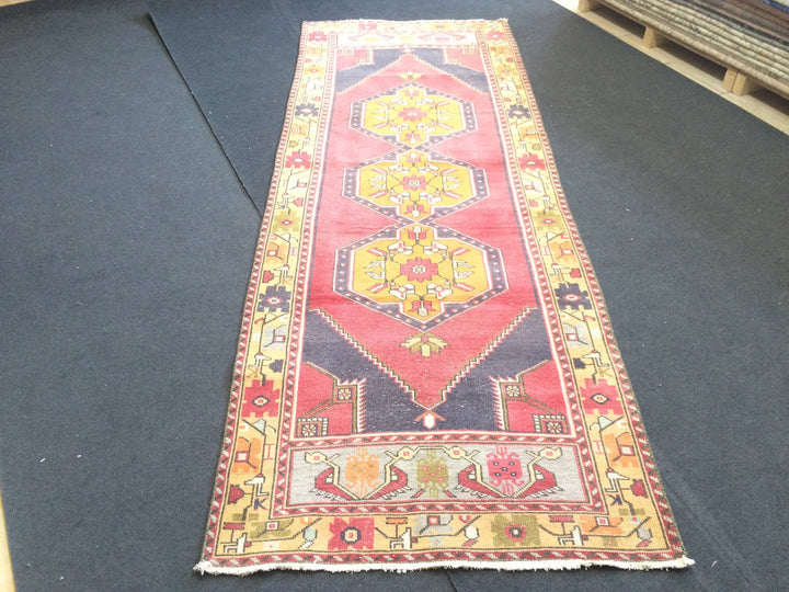 Beige Turkish Runner Rug 3' x 9' 4" Hand-Knotted