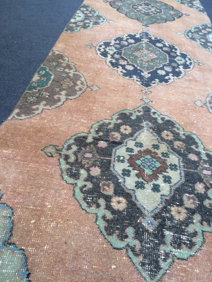 Turkish Runner Rug 3' x 13' 8" Hand-Knotted pattern