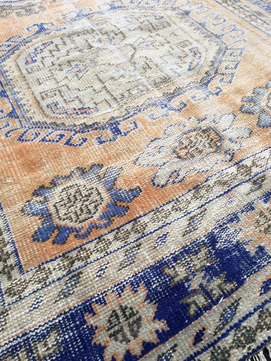 Beige Turkish Distressed Runner Rug 5' 2" x 11' 5" Hand-Knotted | No. WR56857