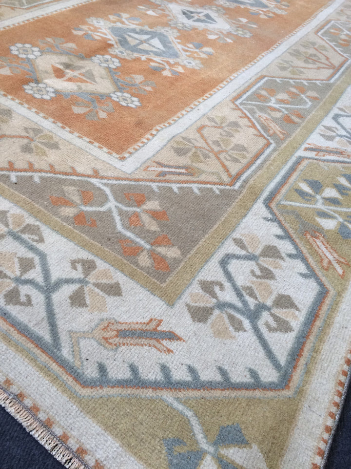 Rust Turkish Oushak Rug Hand-Knotted texture