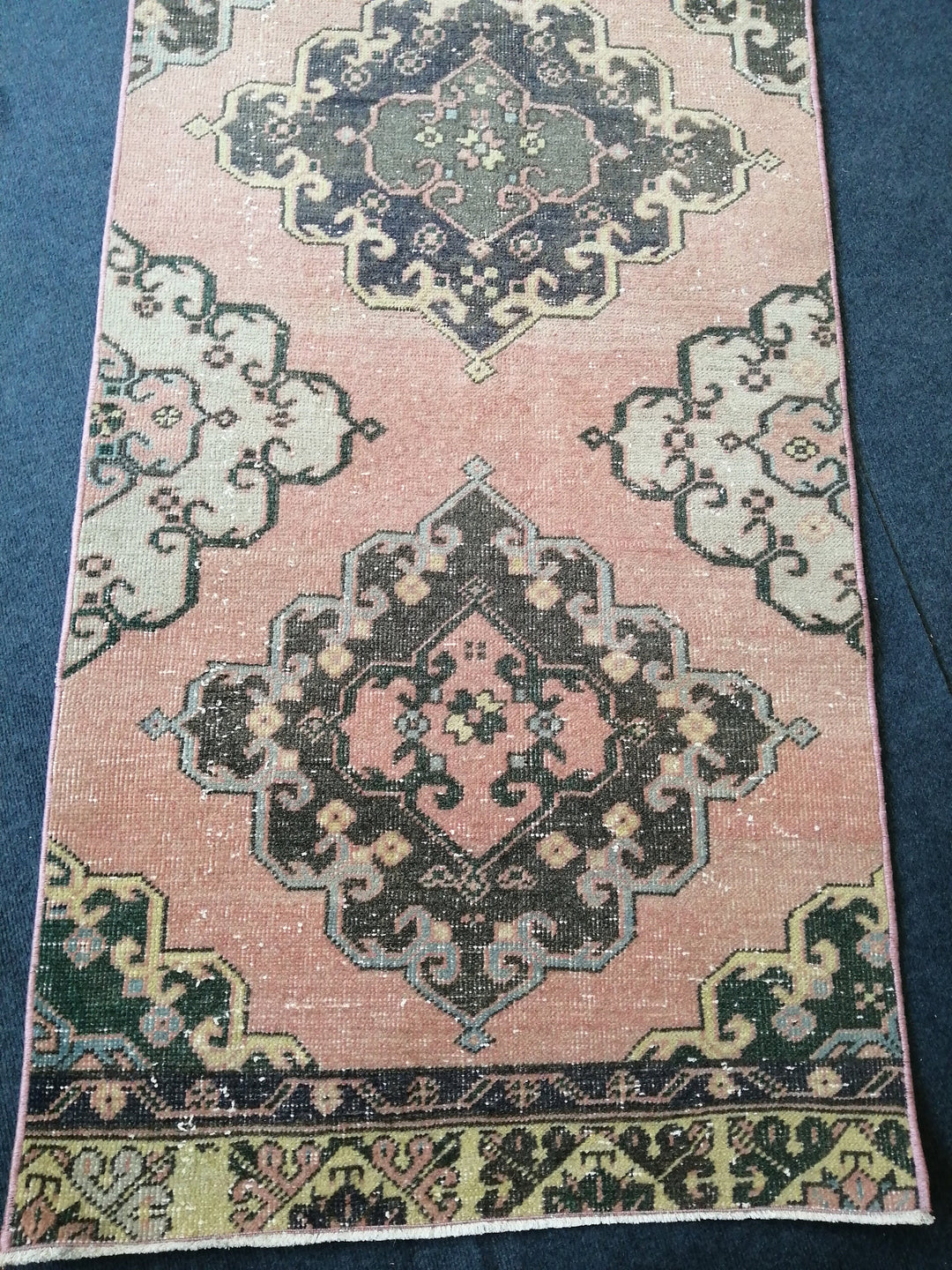 Beige Turkish Runner Rug 2' 8" x 12' 6" Hand-Knotted border
