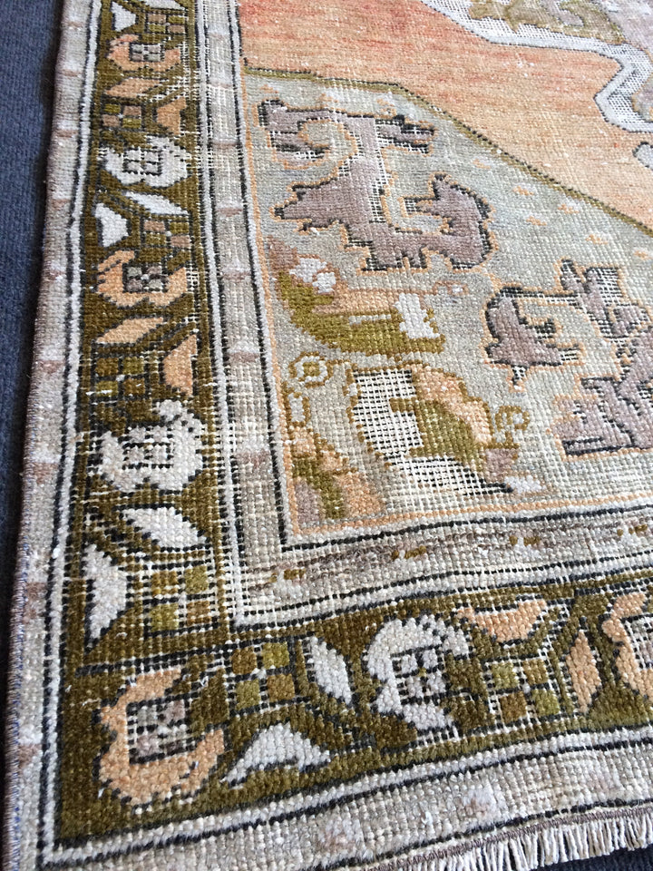 Tan Turkish Tribal Rug Hand-Knotted pattern