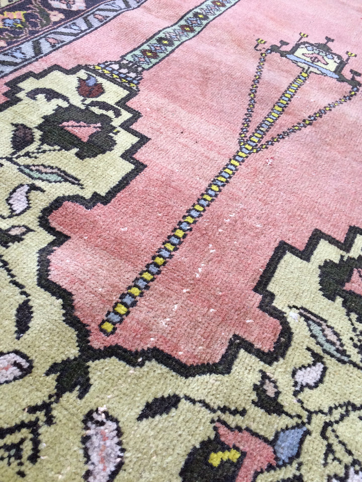 Rust Turkish Oushak Rug 2'7" x 9'10" Hand-Knotted detail