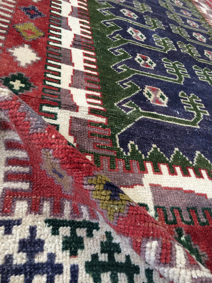 Rust Turkish Oushak Rug Runner Hand-Knotted field