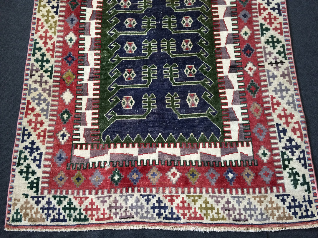 Rust Turkish Oushak Rug Runner Hand-Knotted pattern