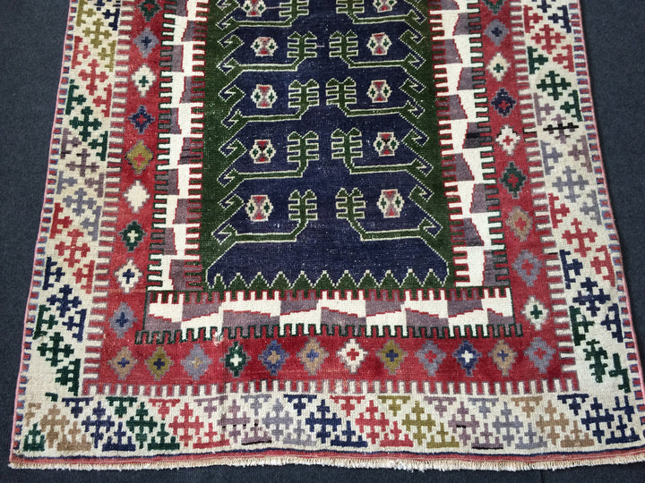 Rust Turkish Oushak Rug Runner Hand-Knotted pattern