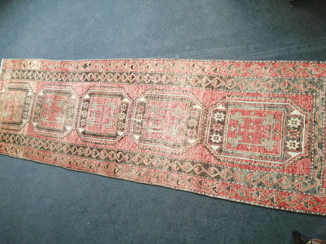 Beige Turkish Runner Rug 3' x 10' Hand-Knotted | No. WR19209