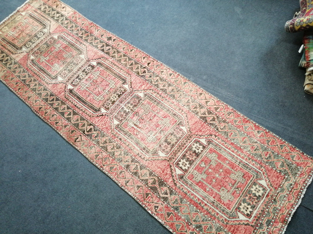 Beige Turkish Runner Rug 3' x 10' Hand-Knotted | No. WR19209