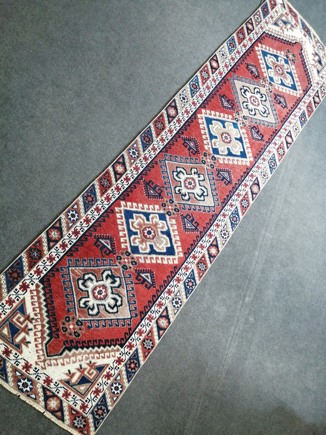Blue Turkish Runner Rug 2' 6" x 9' 7" Hand-Knotted | No. WR77982