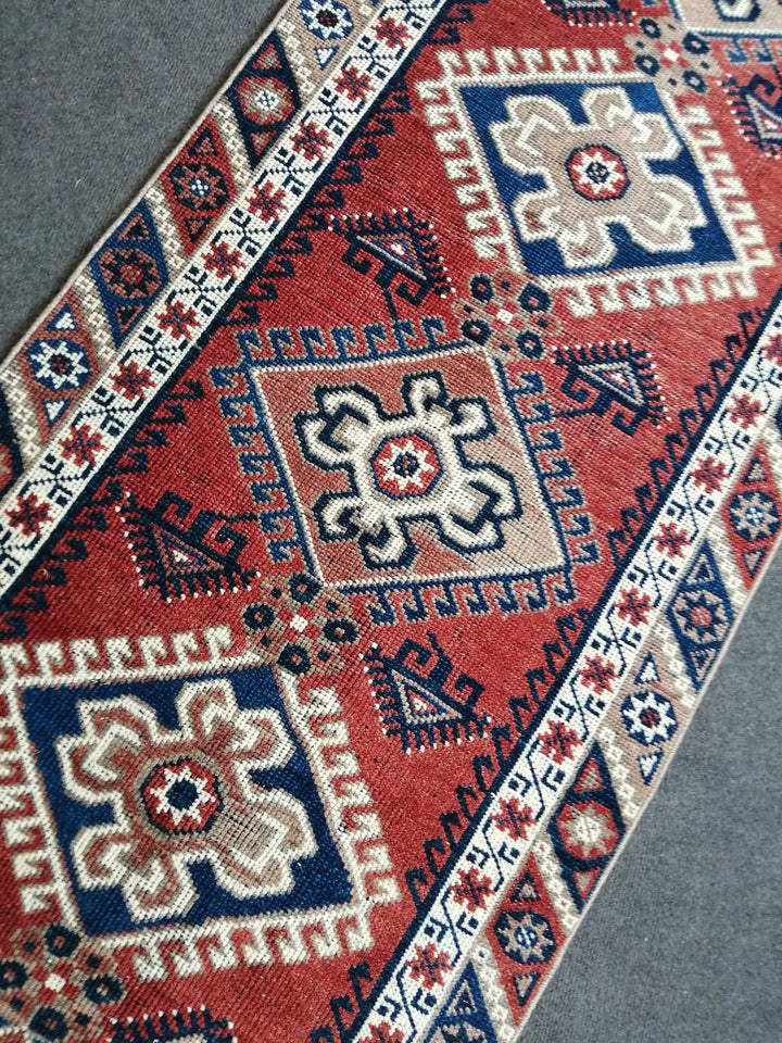 Blue Turkish Runner Rug 2' 6" x 9' 7" Hand-Knotted | No. WR77982