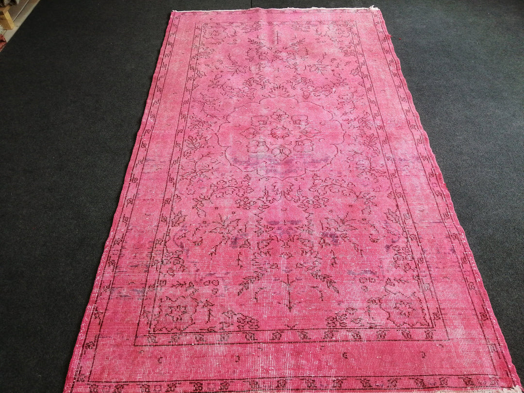 Pink Turkish Runner Rug 3' 11" x 6' 11" Hand-Knotted view