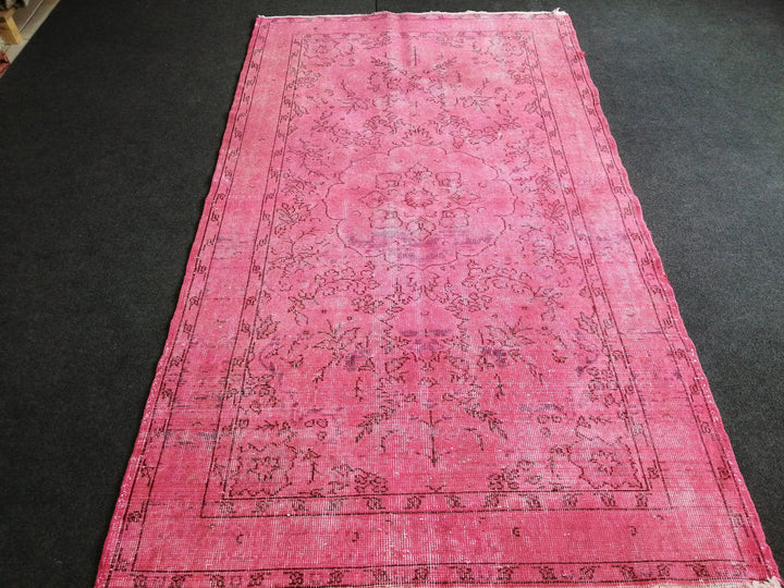 Pink Turkish Runner Rug 3' 11" x 6' 11" Hand-Knotted view
