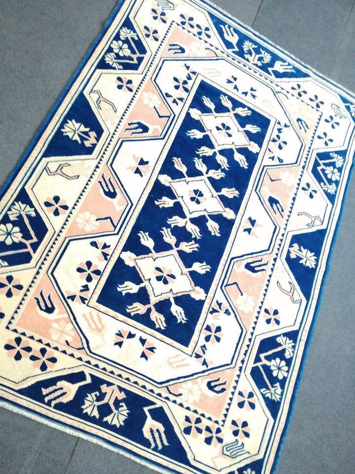 Blue Turkish Oushak Rug 5' 4" x 7' 10" Hand-Knotted | No. WR75403