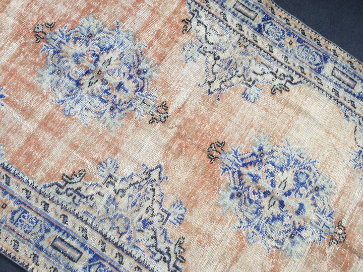 Navy Turkish Runner Rug 4' 8" x 12' Hand-Knotted pattern