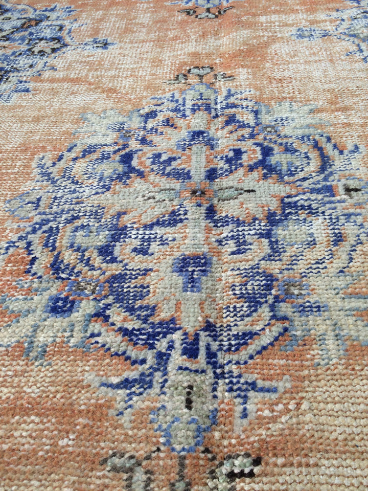 Navy Turkish Runner Rug 4' 8" x 12' Hand-Knotted texture