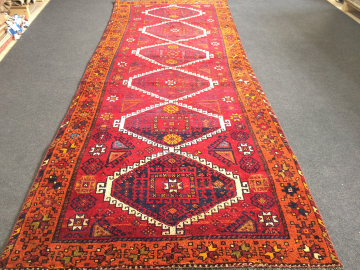 Beige Turkish Runner Rug 3' 11" x 9' 10" Hand-Knotted