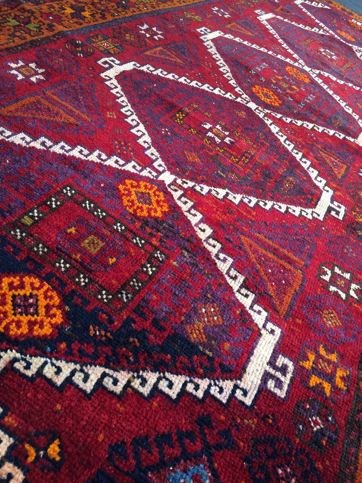 Beige Turkish Runner Rug 3' 11" x 9' 10" Hand-Knotted reverse