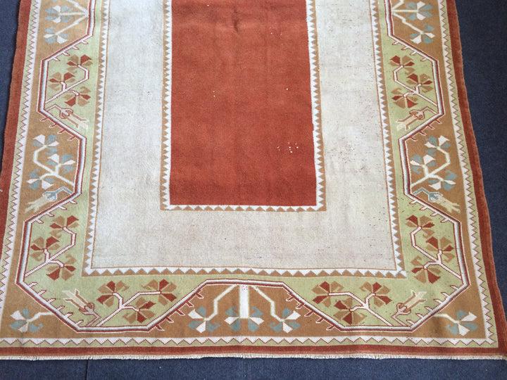 Beige Turkish Runner Rug 5' x 7' 8" Hand-Knotted | No. WR42492
