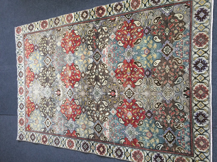 Beige Turkish Runner Rug 4' 11" x 7' Hand-Knotted detail