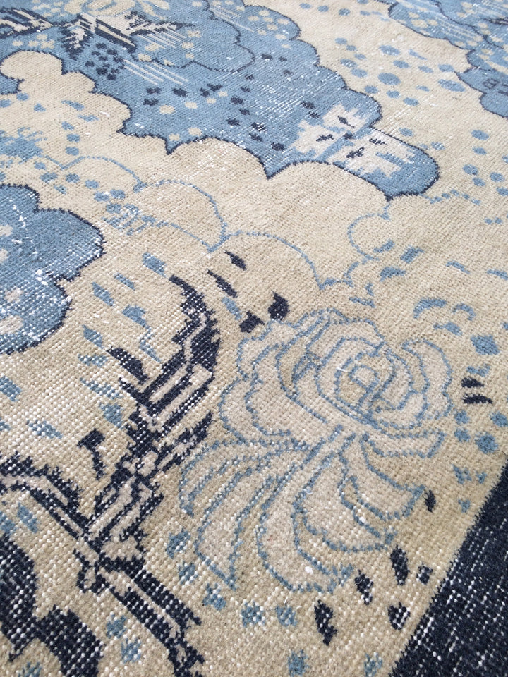 Rust Turkish Oushak Rug Runner Hand-Knotted field