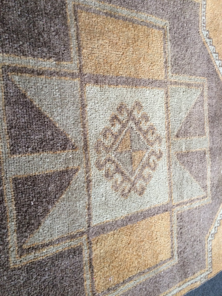 Beige Turkish Runner Rug 3' x 13' Hand-Knotted reverse