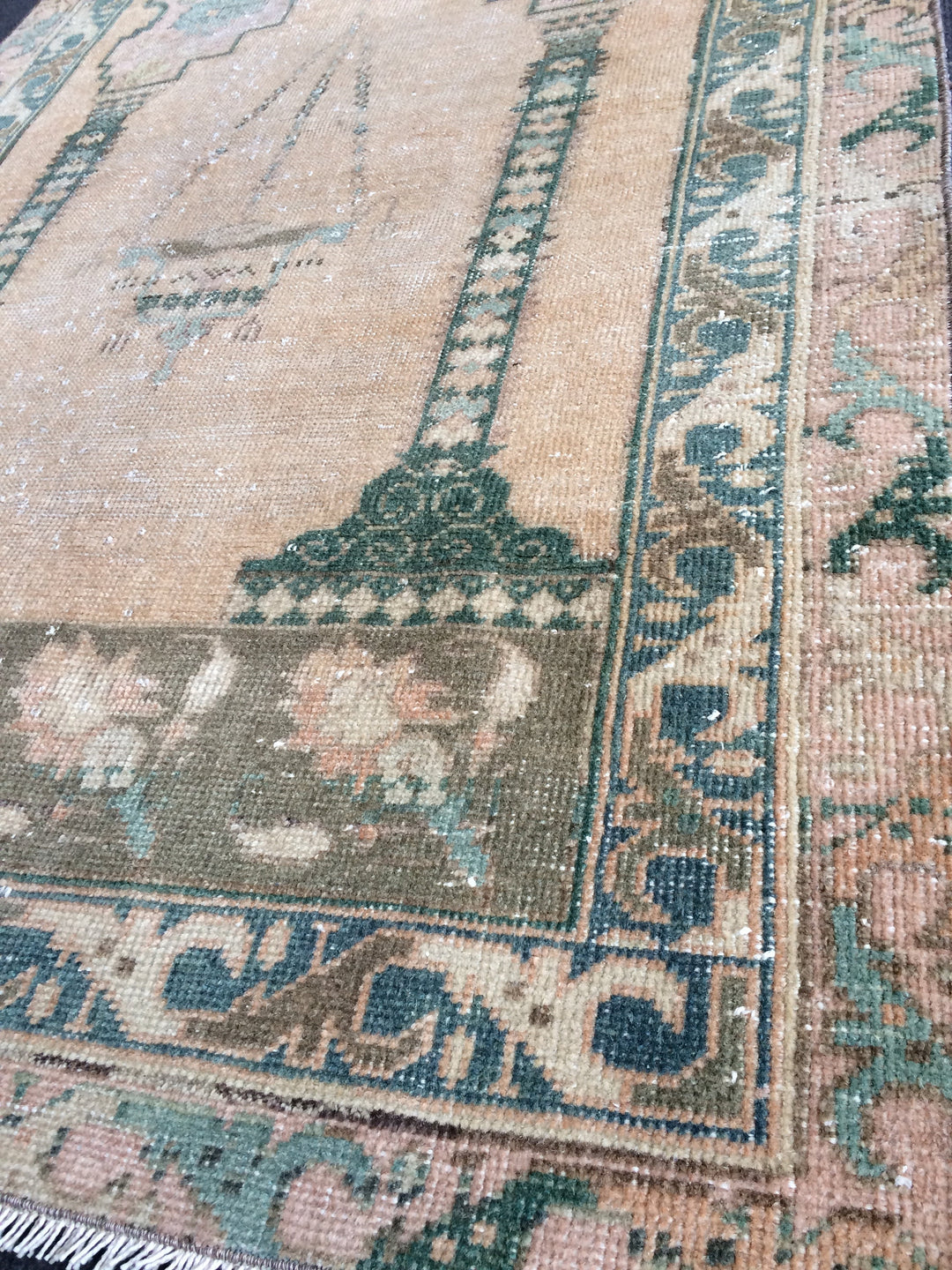Rust Turkish Oushak Rug 2'7" x 12'2" Hand-Knotted reverse