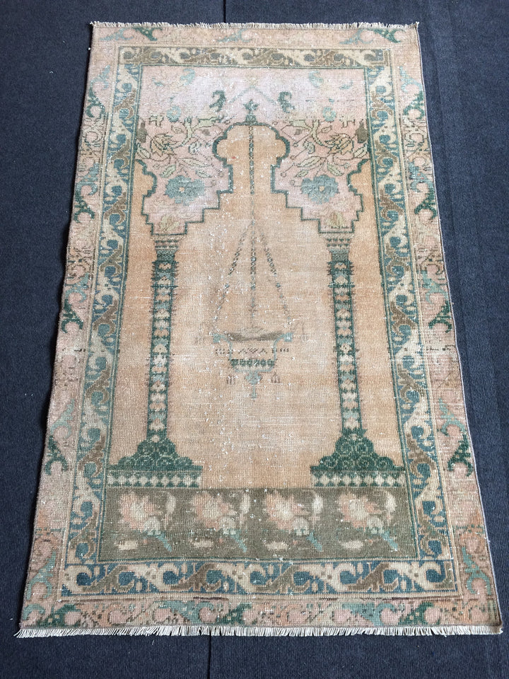 Rust Turkish Oushak Rug 2'7" x 12'2" Hand-Knotted detail