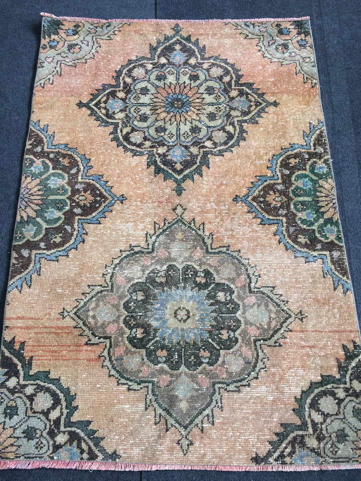 Turkish Oushak Runner Rug 2'7" x 9'10" Hand-Knotted detail