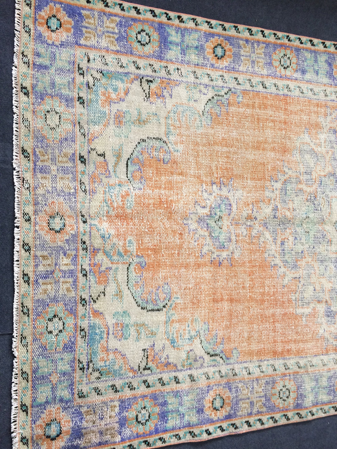Rust Turkish Runner Rug 5' 7" x 9' 5" Hand-Knotted pattern