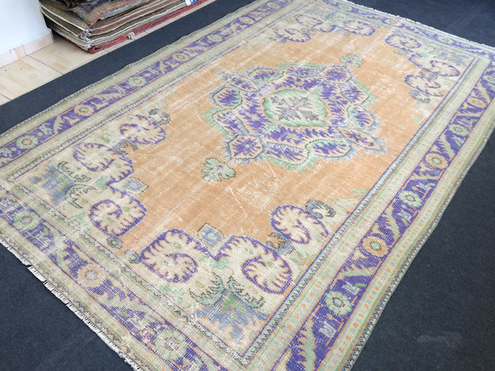 Beige Turkish Runner Rug 6' 2" x 10' Hand-Knotted reverse